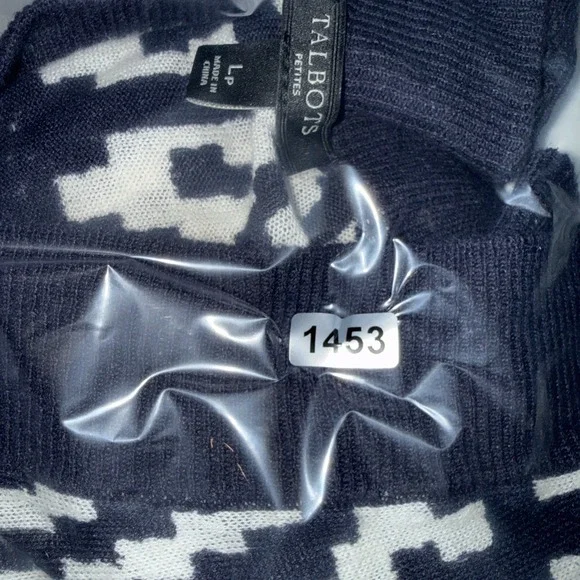 Talbots Womens Linen Knit Cardigan Open Front Sz Lp Beach Lightweight Blue White - Picture 10 of 10